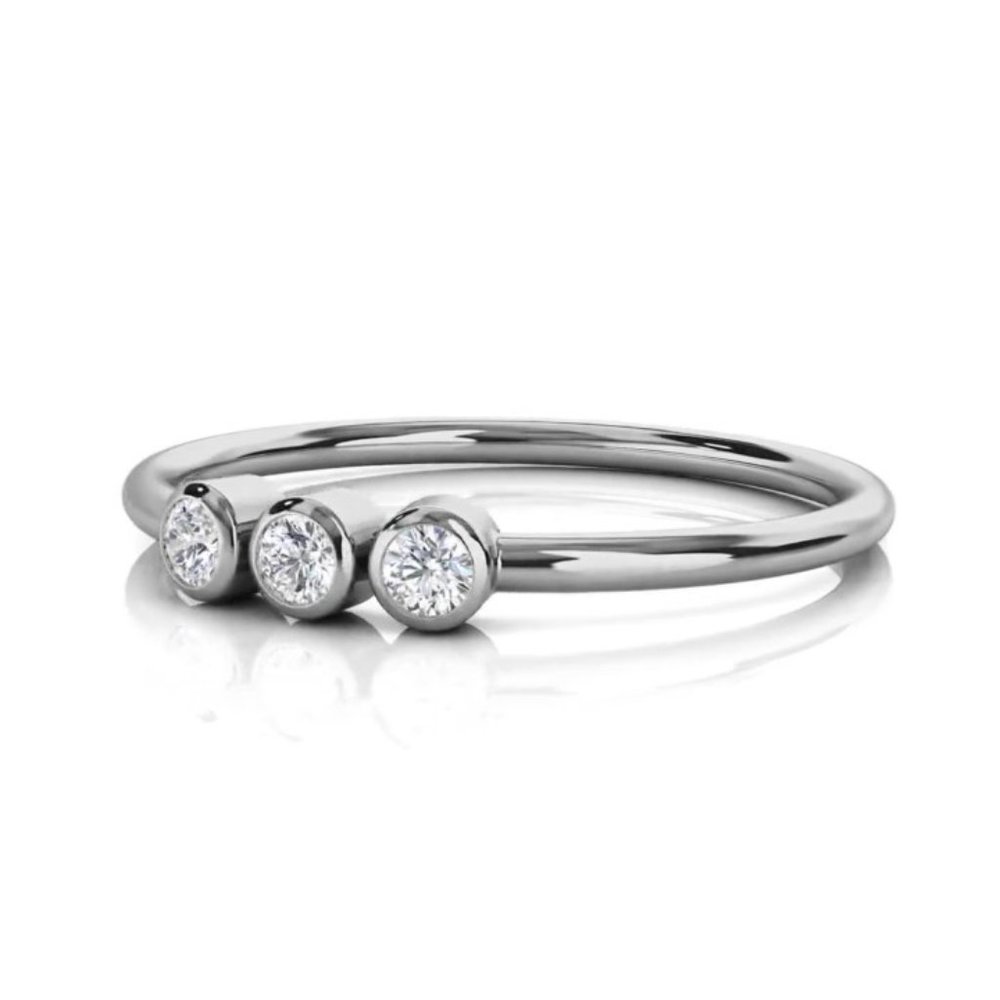 14k White Gold Trilogy Diamond Stackable Ring - image 3